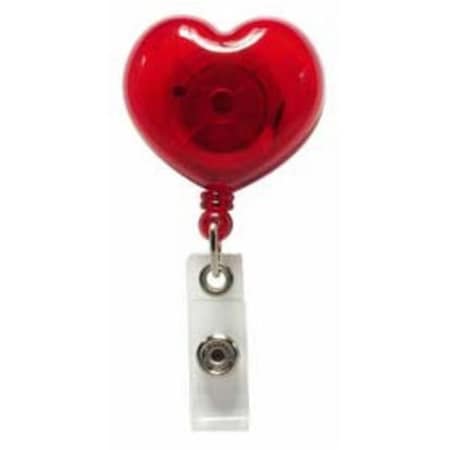 Heart Shaped ID Badge Reel Round Belt Clip Strap RED